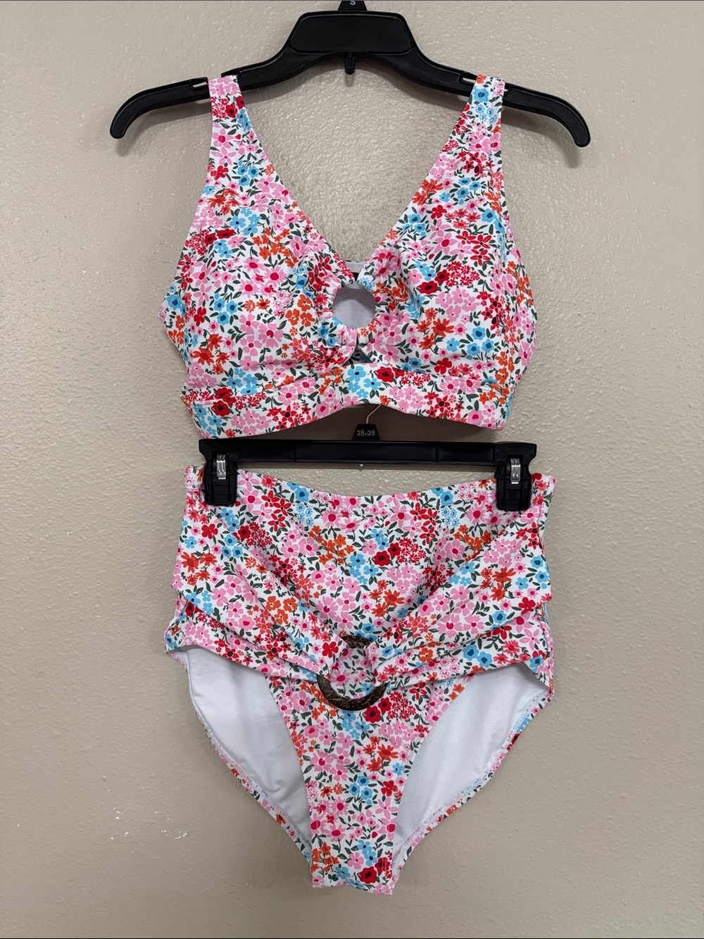 NWOT High Waisted Bikini Tummy Control Floral Print Modest Bathing Suit Swimsuit